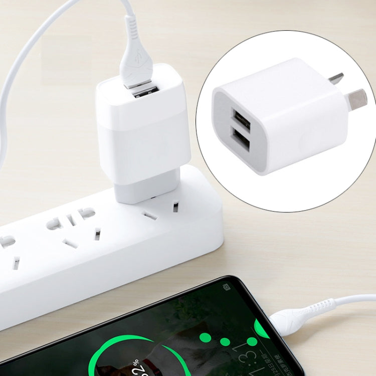 Mini Dual Port USB Charger with USB to 8 Pin Data Cable, AU Plug - USB Charger by buy2fix | Online Shopping UK | buy2fix