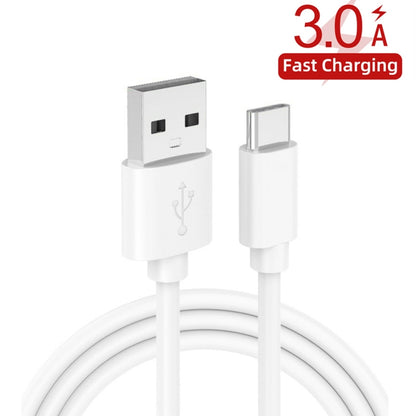 36W Dual Port QC3.0 USB Charger with 3A USB to Type-C Data Cable , EU Plug(White) - Mobile Accessories by buy2fix | Online Shopping UK | buy2fix