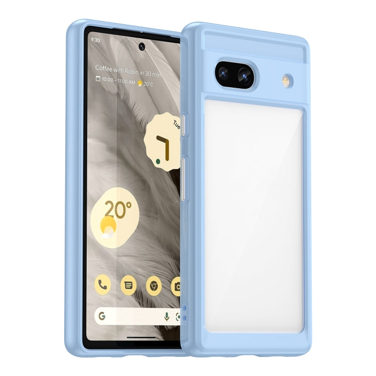 For Google Pixel 7a Colorful Series Acrylic + TPU Phone Case(Blue) - Google Cases by buy2fix | Online Shopping UK | buy2fix