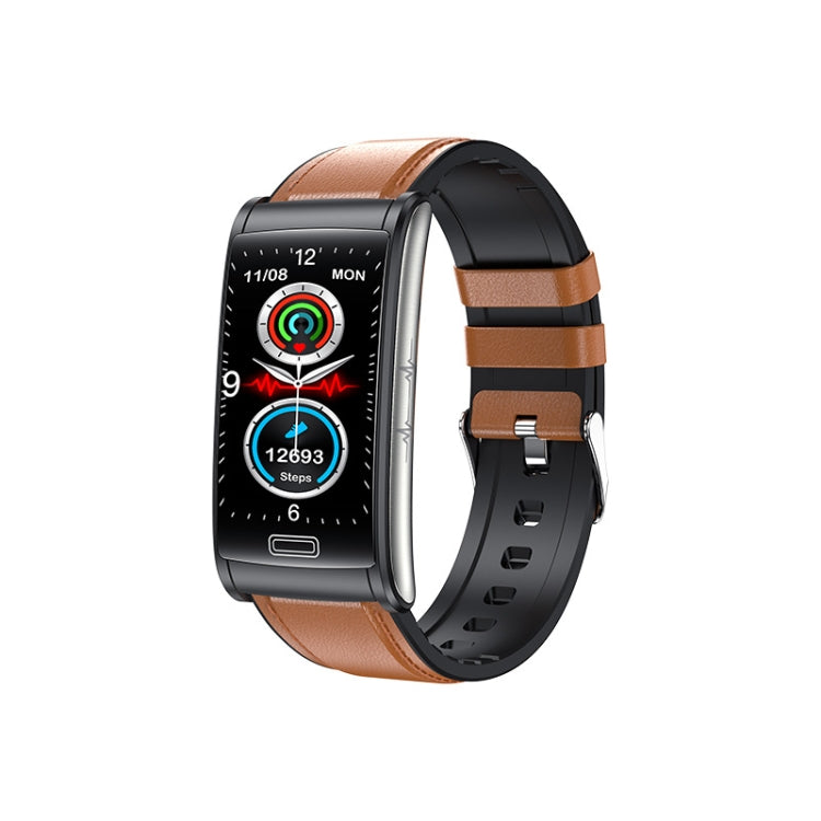 E600 1.47 inch Color Screen Smart Watch Leather Strap Support Heart Rate Monitoring / Blood Pressure Monitoring(Brown) - Smart Wear by buy2fix | Online Shopping UK | buy2fix