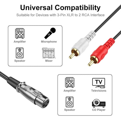 JUNSUNMAY 2 RCA Male to XLR Female Stereo Audio Cable, Cable Length:1.5m - RCA Cable by JUNSUNMAY | Online Shopping UK | buy2fix