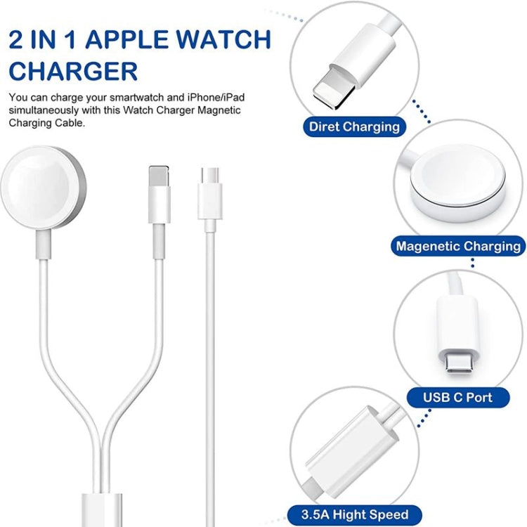 For Apple Watch Series & iPhone 2 in 1 USB Magnetic Charging Cable 1.2m - Charger / Holder by buy2fix | Online Shopping UK | buy2fix