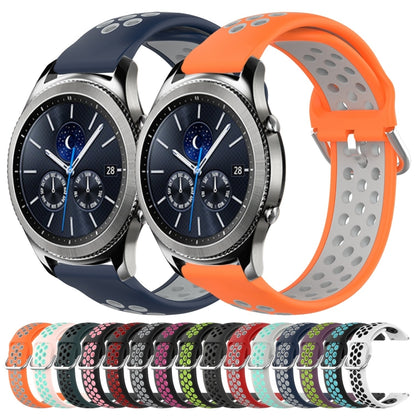 For Samsung Gear S3 Classic 22mm Perforated Breathable Sports Silicone Watch Band(Midnight Blue + Gray) - Watch Bands by buy2fix | Online Shopping UK | buy2fix