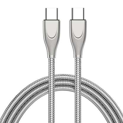 ENKAY ENK-CB129 PD 65W Type-C to Type-C Carbon Steel Hose Spring Fast Charging Data Cable, Length 1m(Silver) - USB-C & Type-C Cable by ENKAY | Online Shopping UK | buy2fix