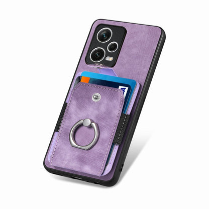 For Redmi Note 12 Pro+ Retro Skin-feel Ring Card Wallet Phone Case(Purple) - Note 12 Pro+ Cases by buy2fix | Online Shopping UK | buy2fix