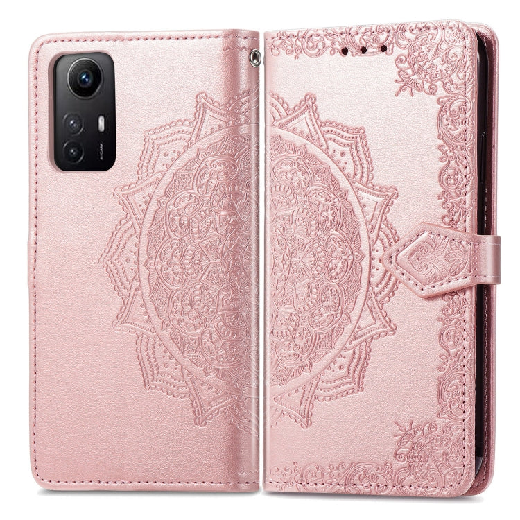 For Xiaomi Redmi Note 12S Mandala Flower Embossed Leather Phone Case(Rose Gold) - Xiaomi Cases by buy2fix | Online Shopping UK | buy2fix