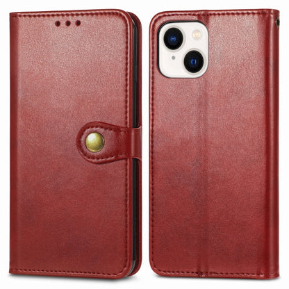 For iPhone 15 Plus Retro Solid Color Buckle Leather Phone Case(Red) - iPhone 15 Plus Cases by buy2fix | Online Shopping UK | buy2fix