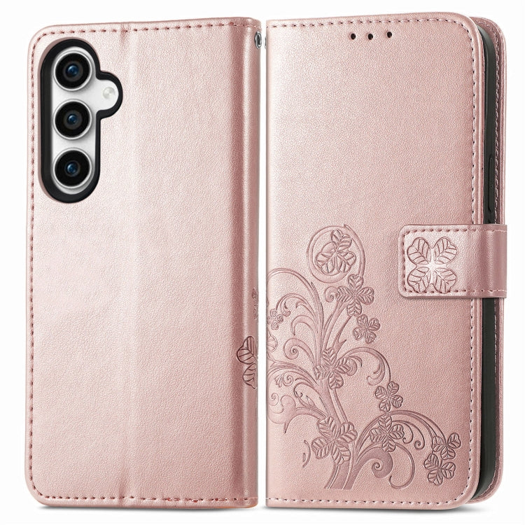 For Samsung Galaxy S23 FE 5G Four-leaf Clasp Embossed Buckle Leather Phone Case(Rose Gold) - Galaxy S23 FE 5G Cases by buy2fix | Online Shopping UK | buy2fix