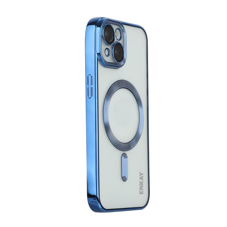 For iPhone 15 ENKAY Hat-Prince Magsafe Electroplated TPU Clear Shockproof Phone Case(Light Blue) - iPhone 15 Cases by ENKAY | Online Shopping UK | buy2fix