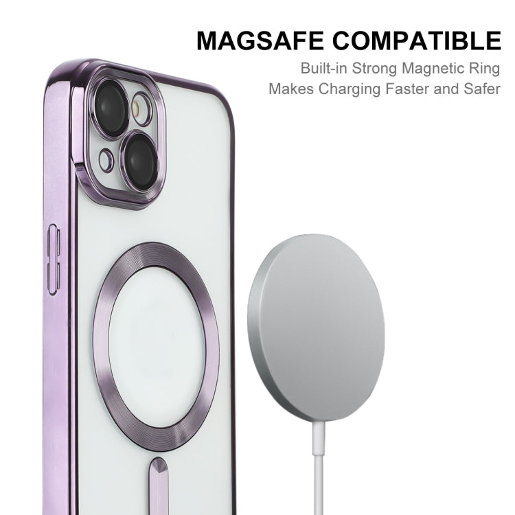 For iPhone 15 ENKAY Hat-Prince Magsafe Electroplated TPU Clear Shockproof Phone Case(Purple) - iPhone 15 Cases by ENKAY | Online Shopping UK | buy2fix