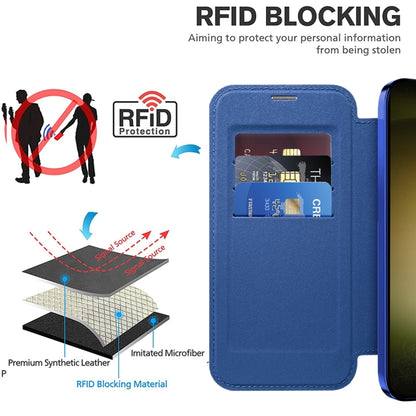 For Samsung Galaxy S23+ 5G Shield Magsafe RFID Anti-theft Rhombus Leather Phone Case(Dark Blue) - Galaxy S23+ 5G Cases by buy2fix | Online Shopping UK | buy2fix