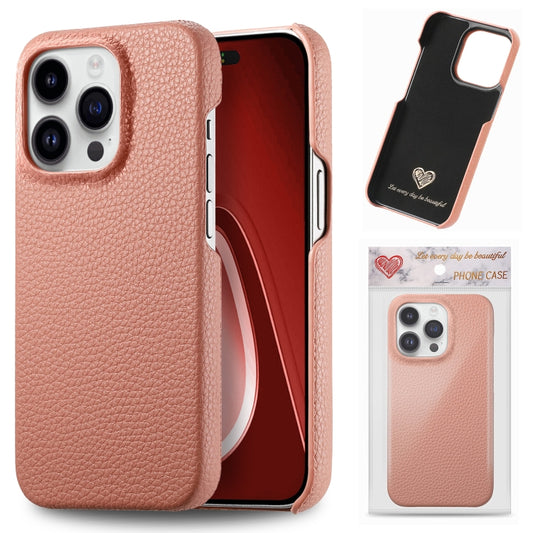 For iPhone 15 Pro Max Litchi Oil Edge Leather Back Phone Case(Pink) - iPhone 15 Pro Max Cases by buy2fix | Online Shopping UK | buy2fix