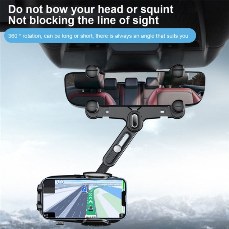 R009 Universal Vehicle Retractable Phone Clip Holder Car Rearview Mirror Cell Phone Mount(Green) - Car Holders by buy2fix | Online Shopping UK | buy2fix