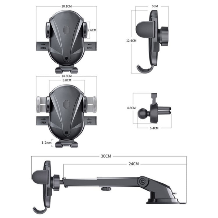 D-43+128+120 Multi-functional Car Air Vent Dashboard Telescopic Suction Cell Phone Mount - Car Holders by buy2fix | Online Shopping UK | buy2fix