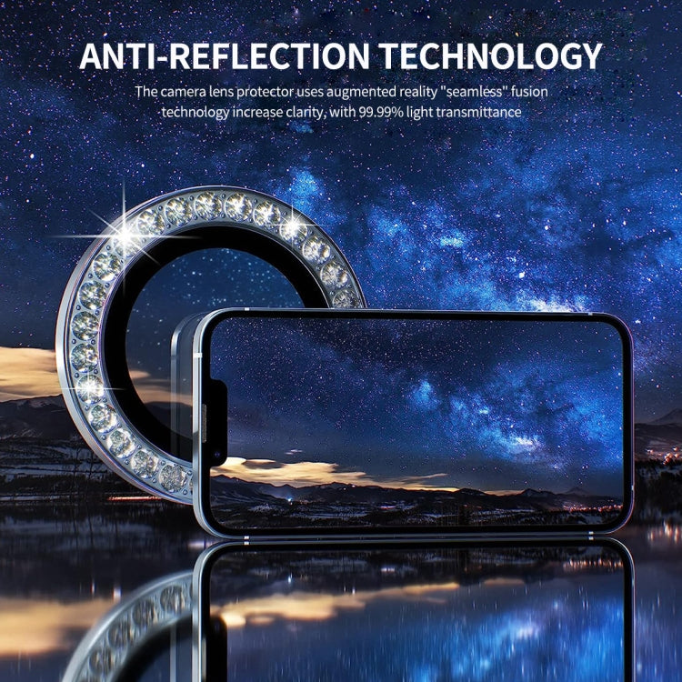 For iPhone 15 Pro / 15 Pro Max ENKAY AR Anti-reflection Individual Diamond Ring Camera Lens Glass Full Film(Deep Blue) - iPhone 15 Pro Tempered Glass by ENKAY | Online Shopping UK | buy2fix