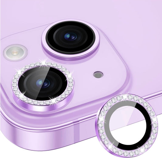 For iPhone 15 / 15 Plus ENKAY AR Anti-reflection Individual Diamond Ring Camera Lens Glass Full Film(Light Purple) - iPhone 15 Tempered Glass by ENKAY | Online Shopping UK | buy2fix