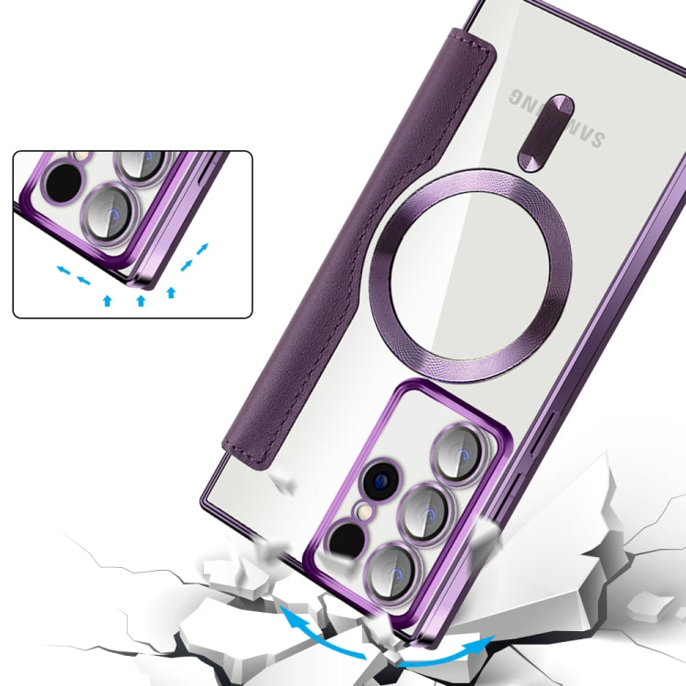 For Samsung Galaxy S22 Ultra 5G MagSafe Magnetic RFID Anti-theft Leather Phone Case(Purple) - Galaxy S22 Ultra 5G Cases by buy2fix | Online Shopping UK | buy2fix