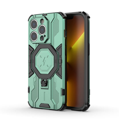 For iPhone 14 Pro MagSafe Supersonic Armor Holder PC Hybrid TPU Phone Case(Green) - iPhone 14 Pro Cases by buy2fix | Online Shopping UK | buy2fix