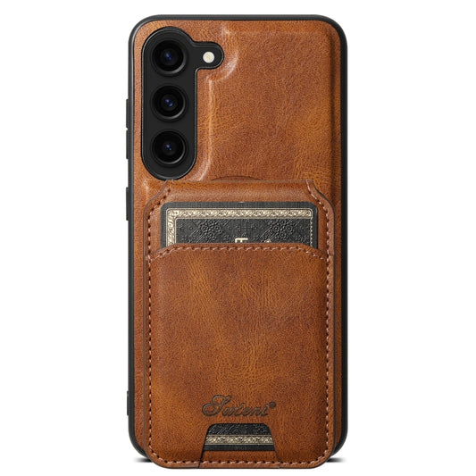 For Samsung Galaxy S23 5G Suteni H15 MagSafe Oil Eax Leather Detachable Wallet Back Phone Case(Brown) - Galaxy S23 5G Cases by Suteni | Online Shopping UK | buy2fix