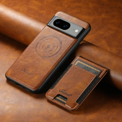 For Google Pixel 6a Suteni H17 Oil Eax Leather Detachable Wallet Phone Case(Brown) - Google Cases by Suteni | Online Shopping UK | buy2fix