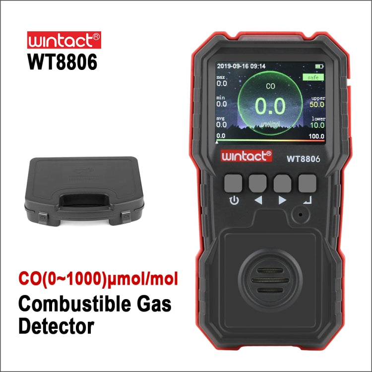 WINTACT WT8806 Carbon Monoxide Monitor Professional Rechargeable Gas Sensor High Sensitive Poisoning Sound-light Vibration Alarm CO Detector - Gas Monitor by Wintact | Online Shopping UK | buy2fix