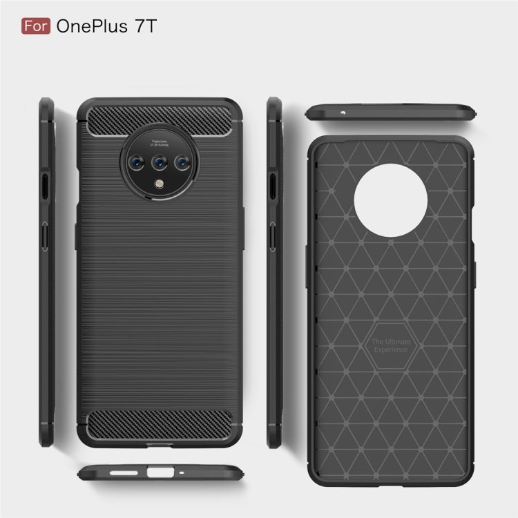 For Oneplus 7T Brushed Texture Carbon Fiber TPU Case(Navy Blue) - OnePlus Cases by buy2fix | Online Shopping UK | buy2fix