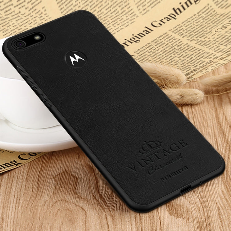 For MOTO E6 play PINWUYO Pin Rui Series Classical Leather, PC + TPU + PU Leather Waterproof And Anti-fall All-inclusive Protective Shell(Black) - Motorola Cases by PINWUYO | Online Shopping UK | buy2fix