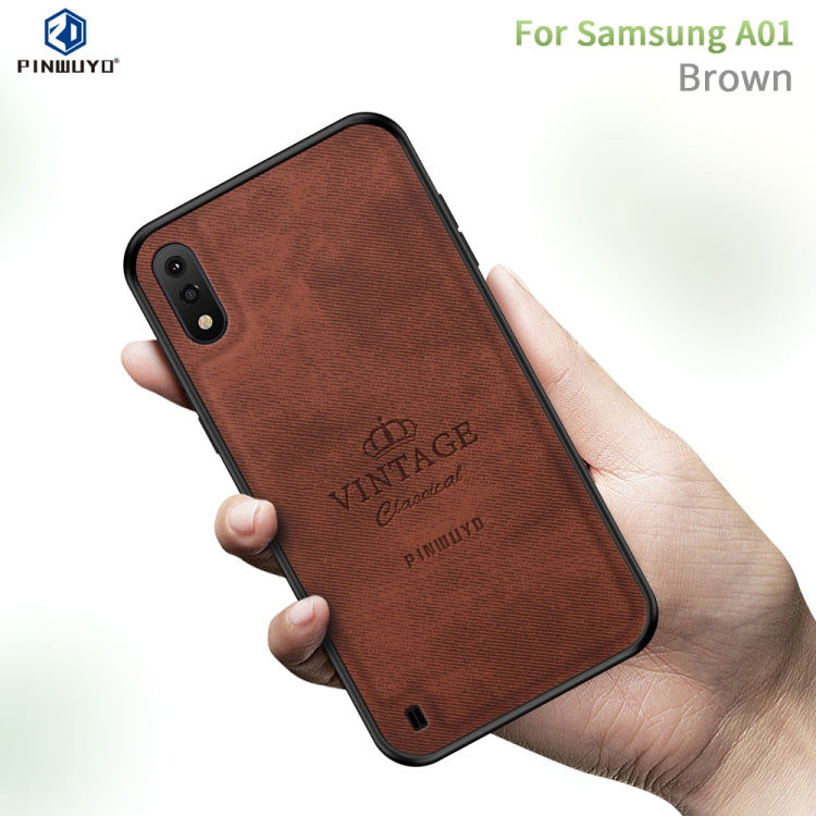 For Galaxy A01 PINWUYO Zun Series PC + TPU + Skin Waterproof And Anti-fall All-inclusive Protective Shell(Brown) - Galaxy Phone Cases by PINWUYO | Online Shopping UK | buy2fix