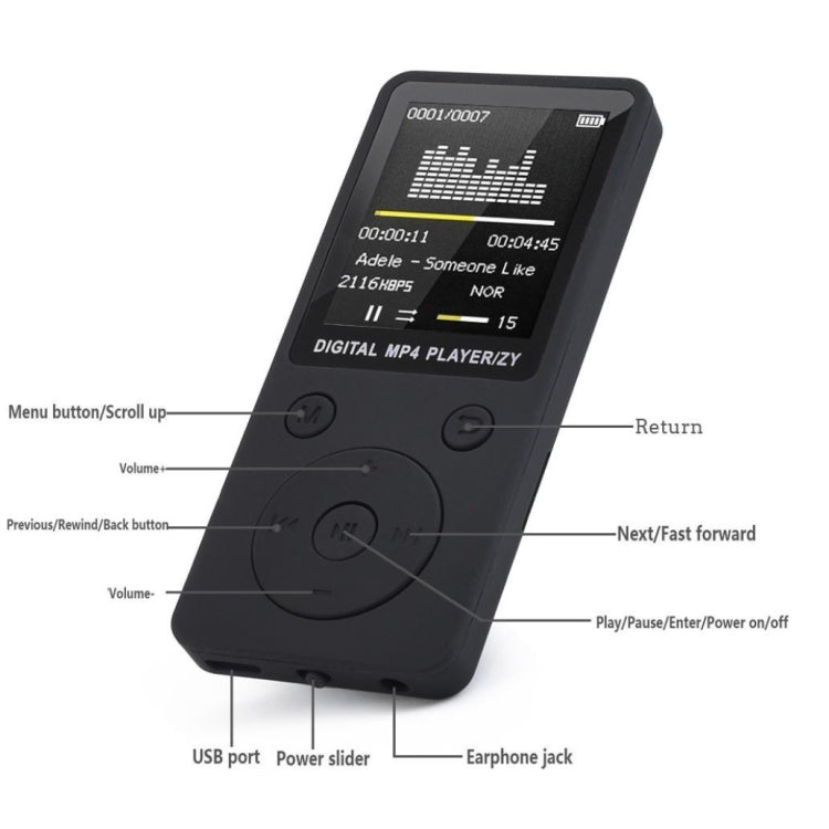 Portable MP4 Lossless Sound Music Player FM Recorder Walkman Player Mini Support Music, Radio, Recording, MP3, TF Card, No Memory(Black) - Consumer Electronics by buy2fix | Online Shopping UK | buy2fix