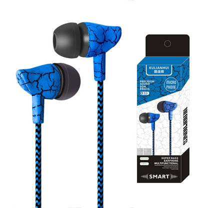 3.5mm Jack Crack Earphone Wired Headset Super Bass Sound Headphone Earbud with Mic for Mobile Phone Samsung Xiaomi MP3 4(Blue) - In Ear Wired Earphone by buy2fix | Online Shopping UK | buy2fix