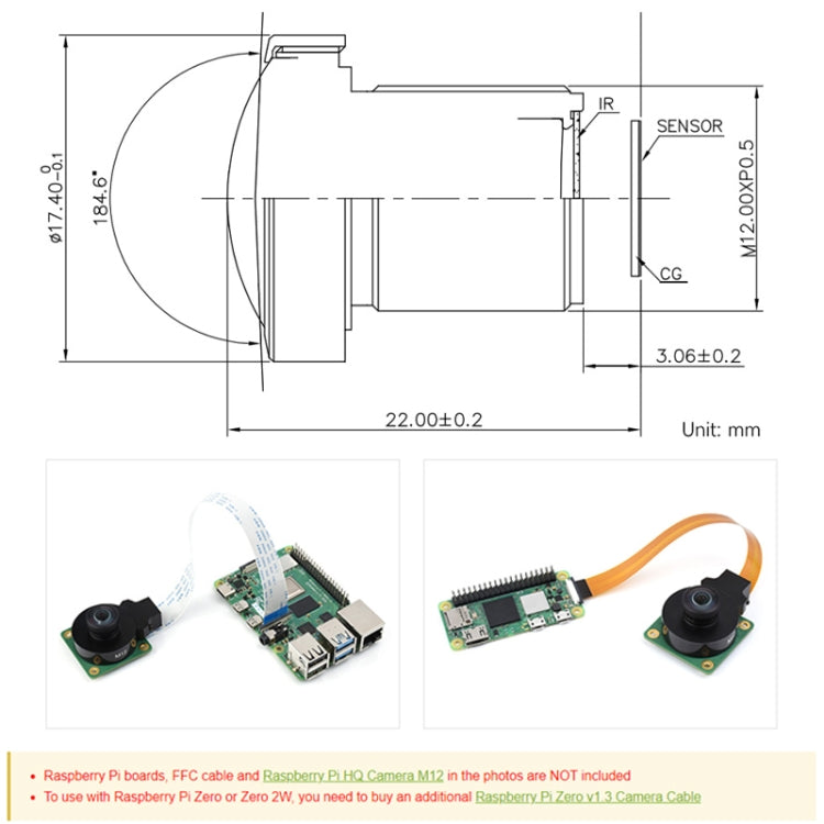 Waveshare WS1842714 For Raspberry Pi M12 High Resolution Lens, 14MP, 2.72mm Focal Length,23964 - Consumer Electronics by Waveshare | Online Shopping UK | buy2fix