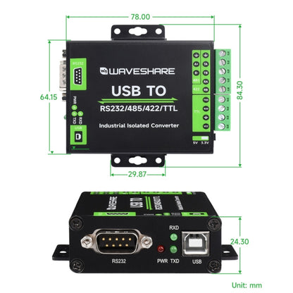 Waveshare FT232RNL USB To RS232/485/422/TTL Interface Industrial Isolation Converter, 23996 - Consumer Electronics by Waveshare | Online Shopping UK | buy2fix