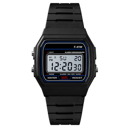 F-91W Analog Digital Motion LED Silicone Strap Multifunction Electronic Watch(Black) - Outdoor & Sports by HONHX | Online Shopping UK | buy2fix