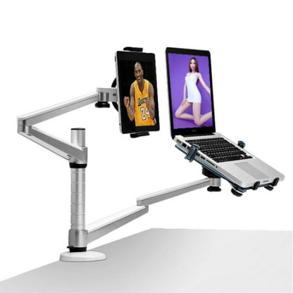 OA-9X Aluminum Alloy Height Adjustable Universal Rotation Double Arm Holder Notebook Tablet Combination Stand - Laptop Stand by buy2fix | Online Shopping UK | buy2fix