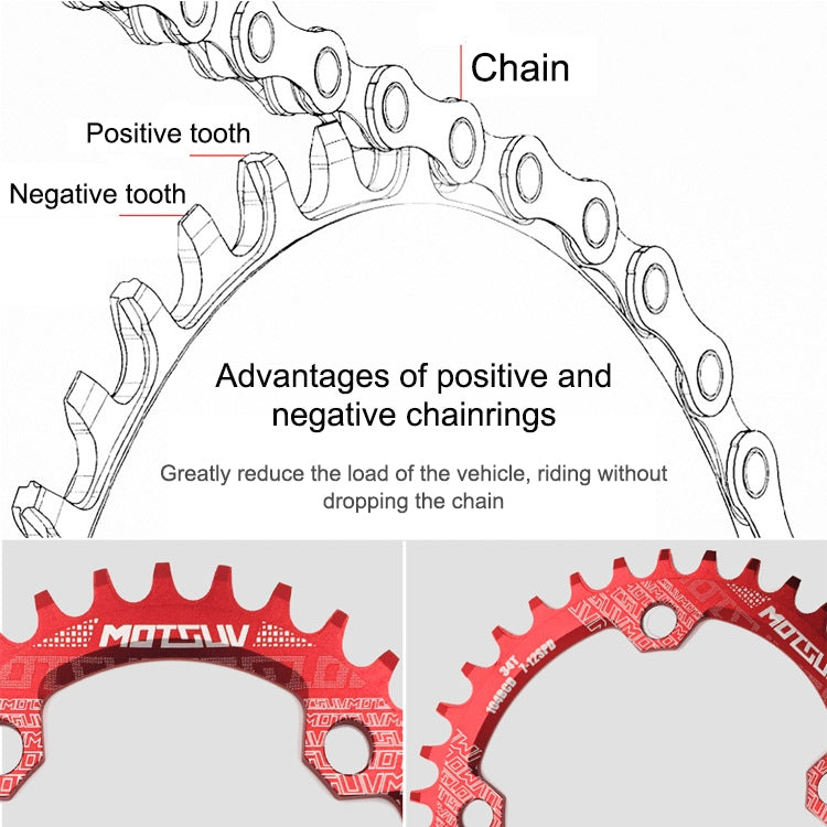 MOTSUV Narrow Wide Chainring MTB  Bicycle 104BCD Tooth Plate Parts(Blue) - Bicycle Brake Parts by MOTSUV | Online Shopping UK | buy2fix