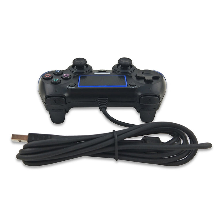 For PS4 Handle Wired Handle Cable Game Controller(Black Blue) - Gamepads by buy2fix | Online Shopping UK | buy2fix