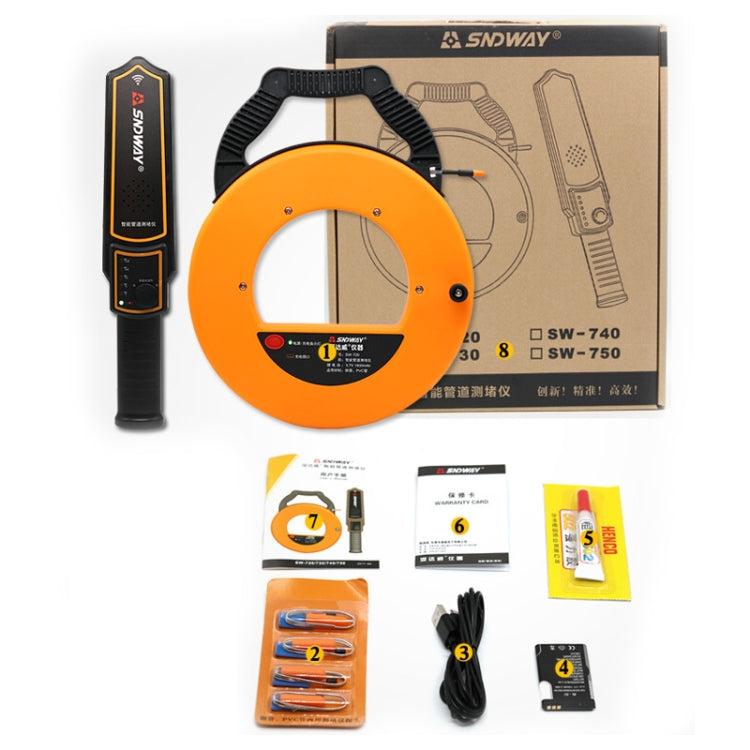 SNDWAY Pipe Scanner Thickness PVC Pipe Blockage Width Measuring Instrument, Specification:SW730 Standard (30 meters) - Coating Thickness Gauge by SNDWAY | Online Shopping UK | buy2fix