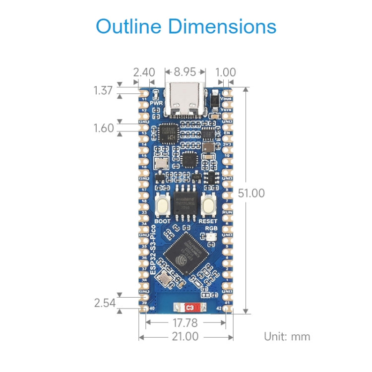 Waveshare ESP32-S3 Microcontroller 2.4 GHz Wi-Fi Development Board Dual-core Processor - Consumer Electronics by Waveshare | Online Shopping UK | buy2fix