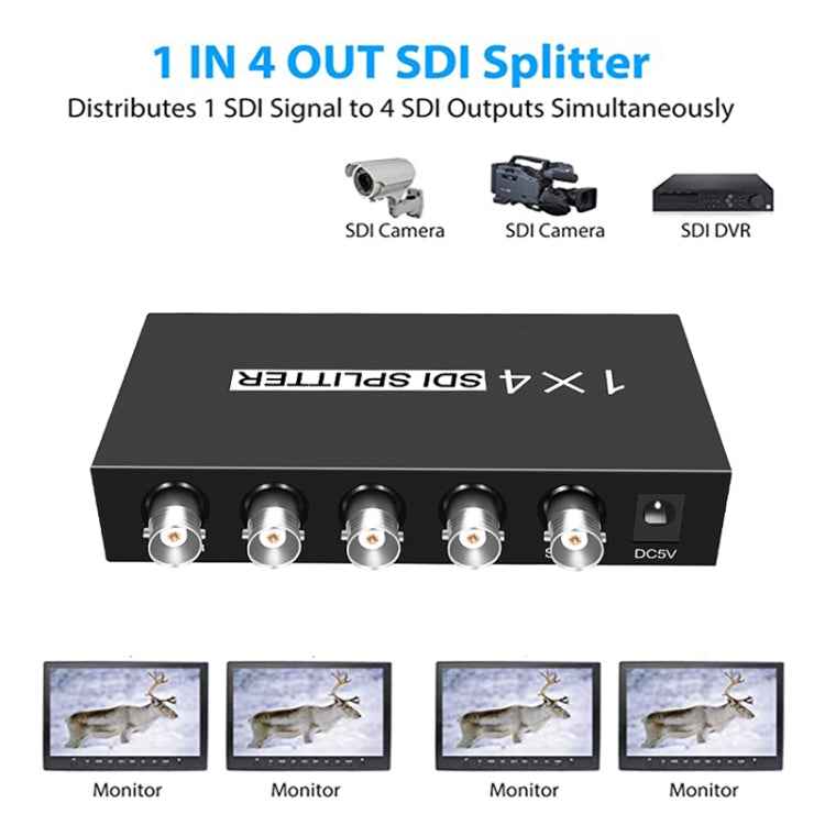 1 In 4 Out SD-SDI / HD-SDI / 3G-SDI Distribution Amplifier Video SDI Splitter(EU Plug) -  by buy2fix | Online Shopping UK | buy2fix