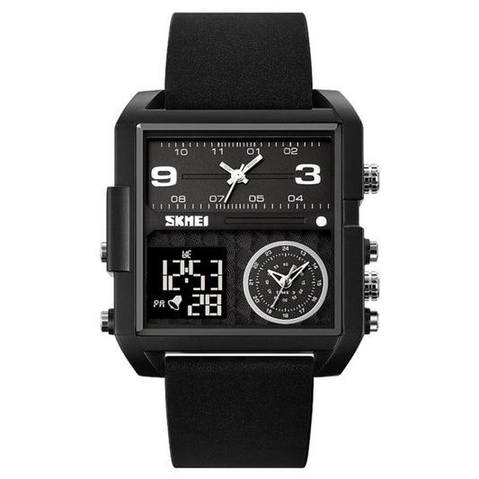 SKMEI 2021 Square Large Dial Triple Movement Men Sports Watch(Black Black Machine) - LED Digital Watches by SKMEI | Online Shopping UK | buy2fix