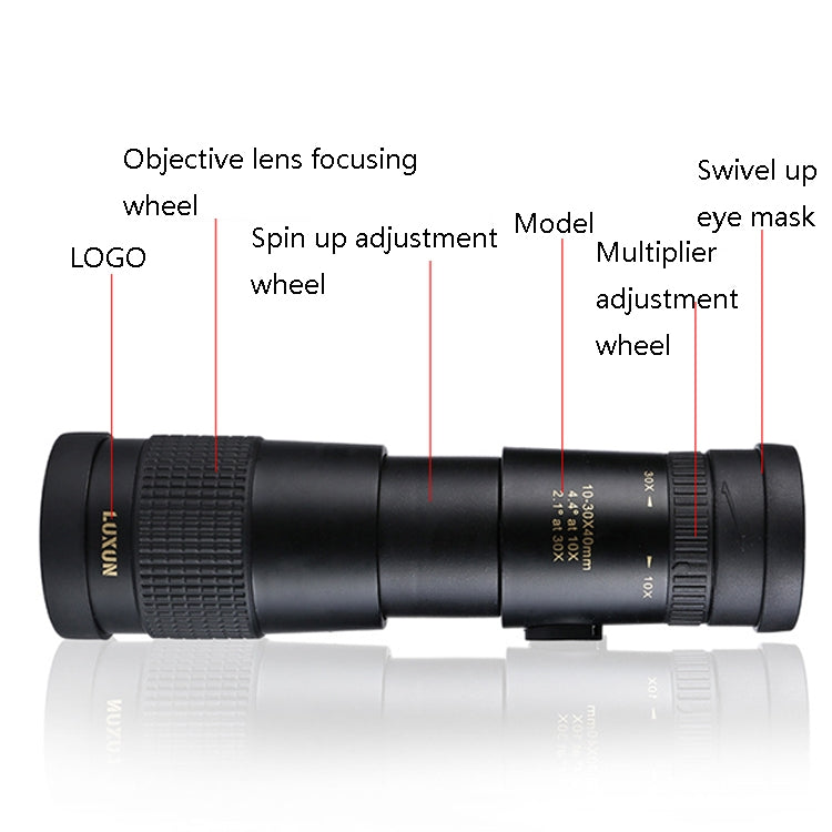 LUXUN 10-30x40 Single-Cylinder HD High-Power Telescope Mobile Phone Mini Telescope(Telescope & Phone Clip & Tripod) - Telescope & Microscope by LUXUN | Online Shopping UK | buy2fix