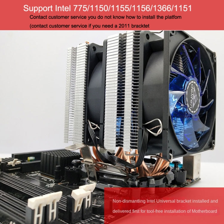 Desktop Computer 4 Copper Tube CPU Radiator Super Quiet Without Light 3-pin Single Fan - Fan Cooling by buy2fix | Online Shopping UK | buy2fix