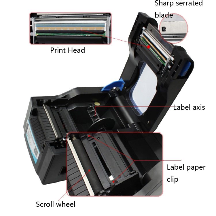 Xprinter XP-370B Barcode Printer Self-adhesive QR Code Printer Label Clothing Tag Thermal Ticket Machine(US Plug) - Consumer Electronics by Xprinter | Online Shopping UK | buy2fix