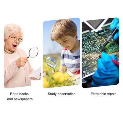 Handheld High-definition Lens with LED Light Reading and Maintenance Magnifying Glass for the Elderly, Style:95mm 10 Times - Consumer Electronics by buy2fix | Online Shopping UK | buy2fix