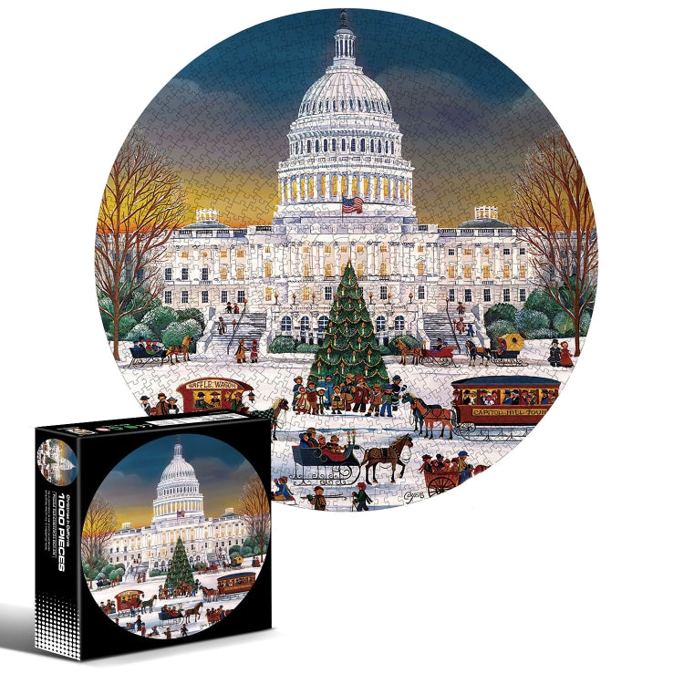 Round Shape Irregular Plane Puzzle Jigsaw Toy 1000 Pieces(California Christmas) - Puzzle Toys by buy2fix | Online Shopping UK | buy2fix