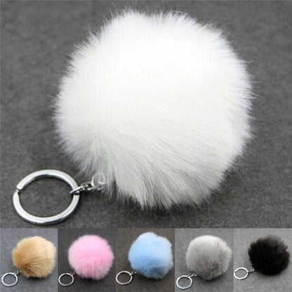 Simple Key Chain Fur Ball Pompon Keychain Pompom Artificial Rabbit Fur Animal Keychains for Woman Car Bag Key Rings - Key Rings by buy2fix | Online Shopping UK | buy2fix