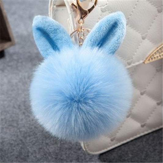 Fur Pom Keychains Fake Rabbit Fur Ball Keychain(blue) - In Car by buy2fix | Online Shopping UK | buy2fix