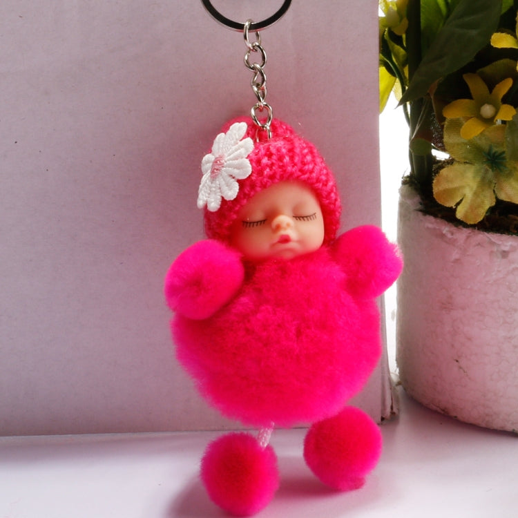 Sleeping Baby Doll Ball Key Chain Car Keyring Holder Bag Pendant Charm Keychain(Magenta) - Key Rings by buy2fix | Online Shopping UK | buy2fix