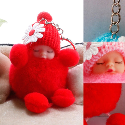 Sleeping Baby Doll Ball Key Chain Car Keyring Holder Bag Pendant Charm Keychain(Magenta) - Key Rings by buy2fix | Online Shopping UK | buy2fix