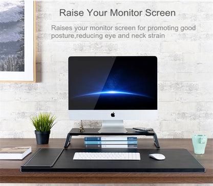 Monitor Stand Riser with Metal Feet for iMac MacBook LCD Display Printer, Lapdesk Tabletop Organizer Sturdy Platform Save Space(Dark Wood Grain) - Computer & Networking by buy2fix | Online Shopping UK | buy2fix